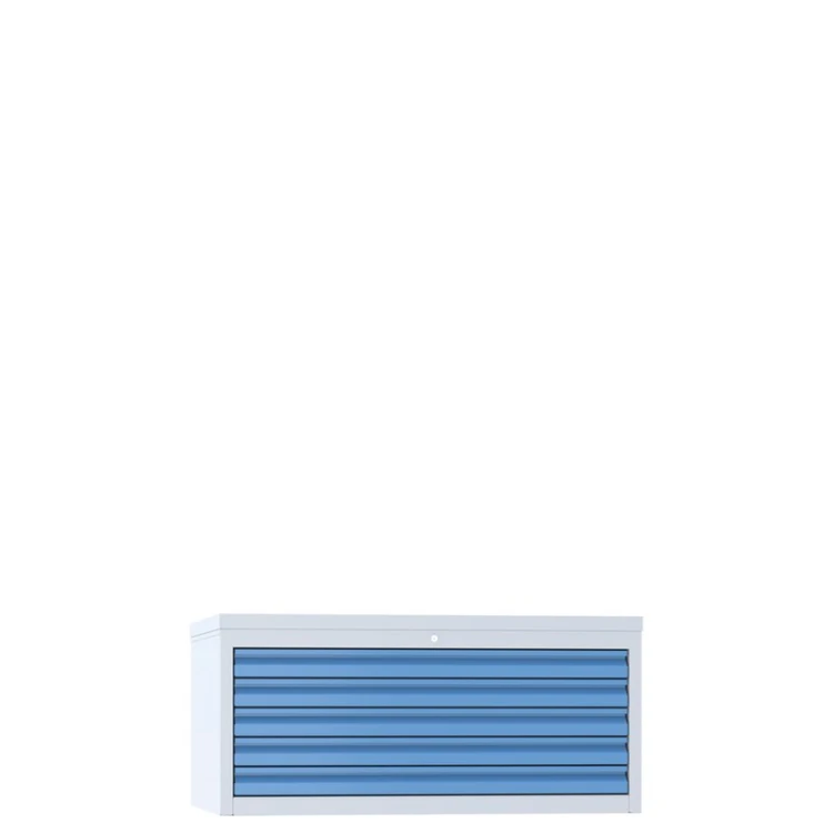 Szafa na mapy B1 wzmocniona, 5 szuflad — korpus jasno szary, fronty jasny niebieski front LOCOBOX